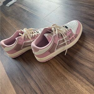 Women's Amiri Pink and White Skel Top Sneakers